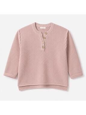 By Together Women’s M. Wide-fit 1/4 Button Pink Sweater Grunge